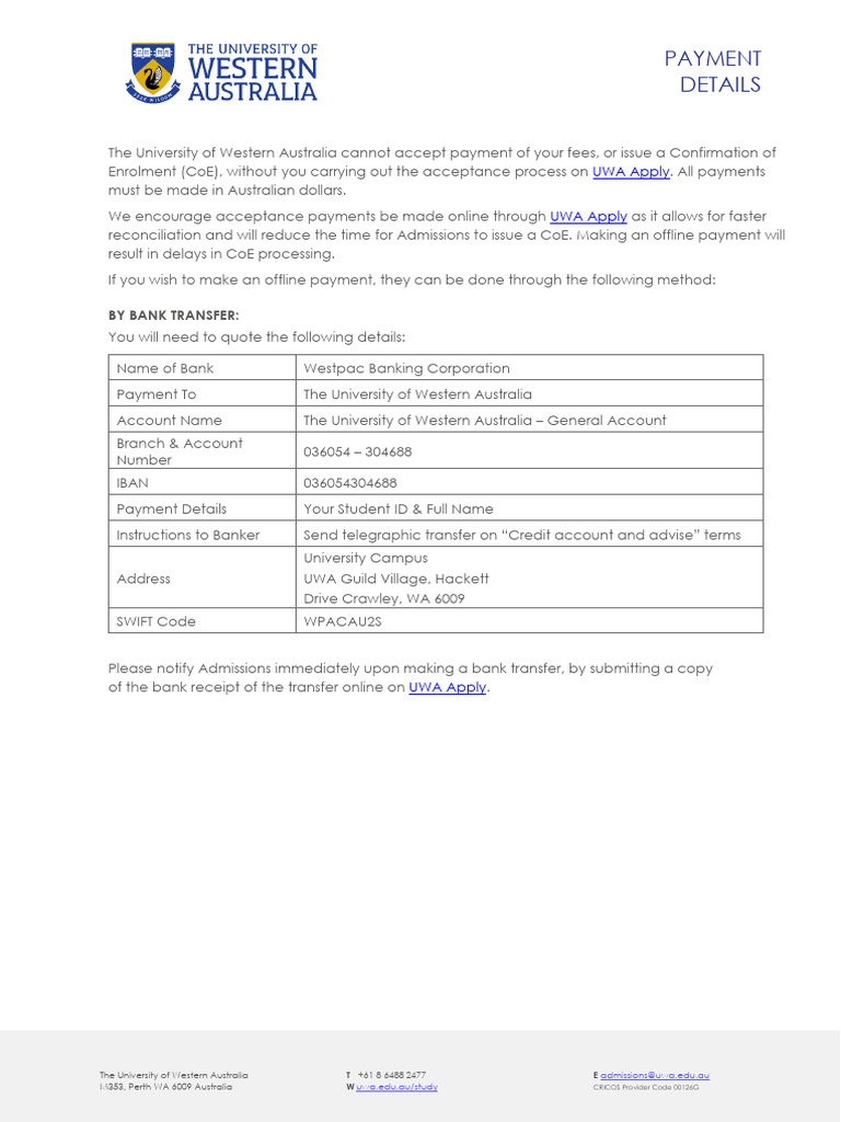 UWA Alternative Payment Methods - 4 | PDF