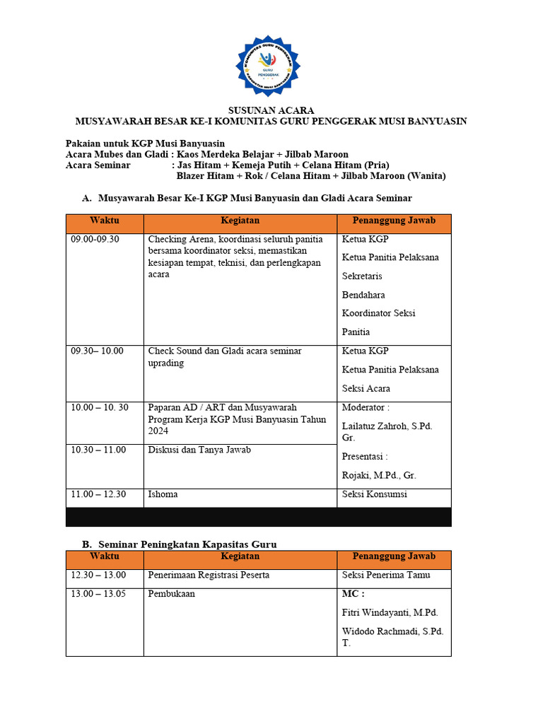 Revisi Susunan Acara Mubes | PDF