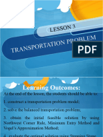 Lesson 3 Transportation Problem