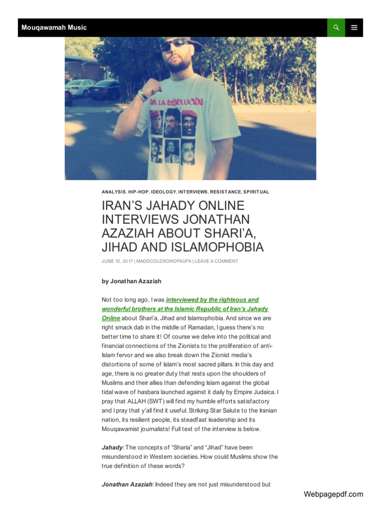 Azaziah on Jihad, Shari’a, and Islamophobia PDF Jihadism Islamism