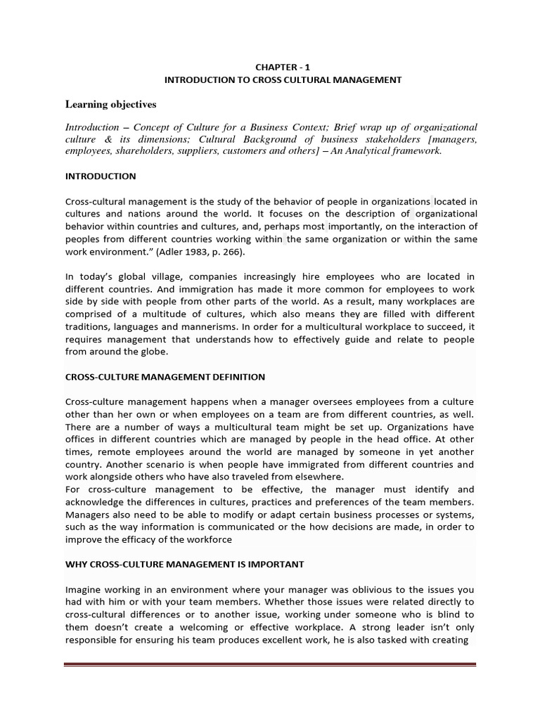 Cross Culture Management 72 Pages | PDF | Cross Cultural Communication ...