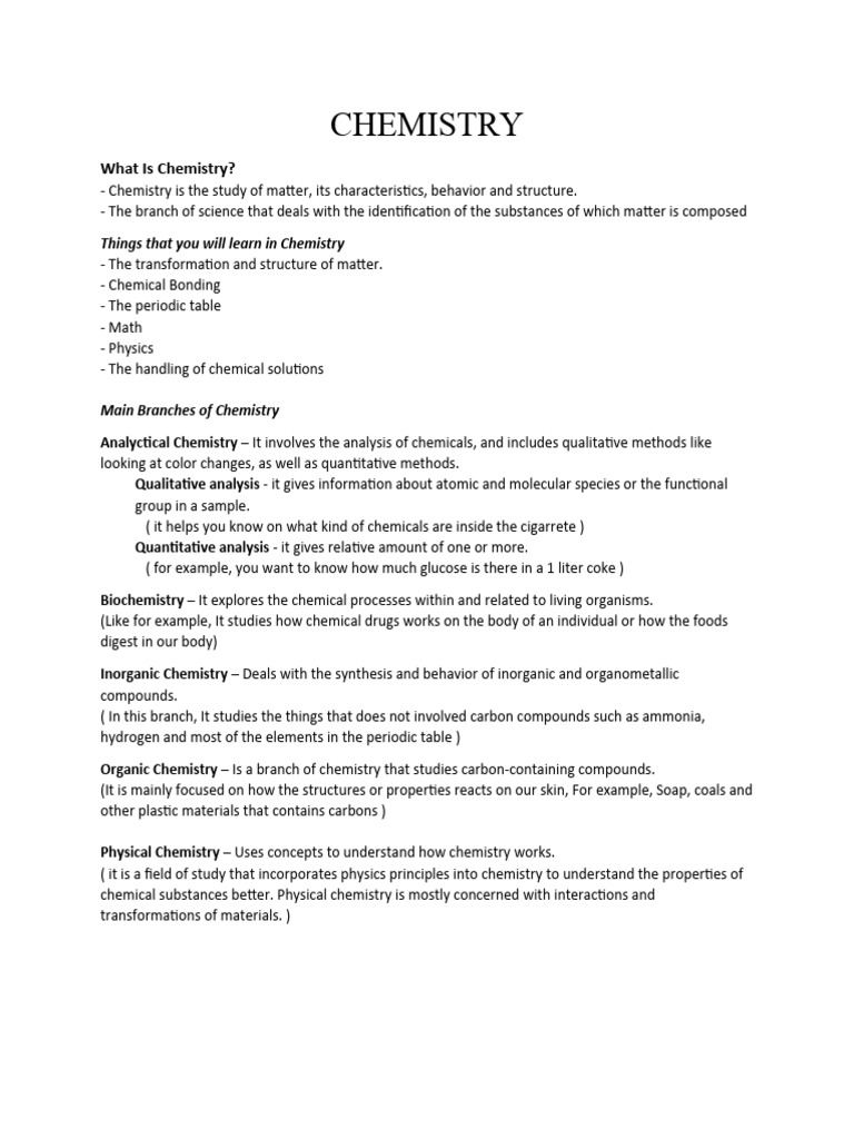 CHEMISTRY | PDF | Science & Mathematics