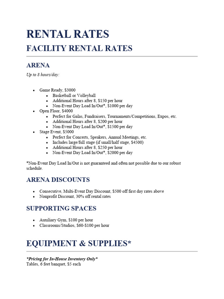 Rental Rates | PDF