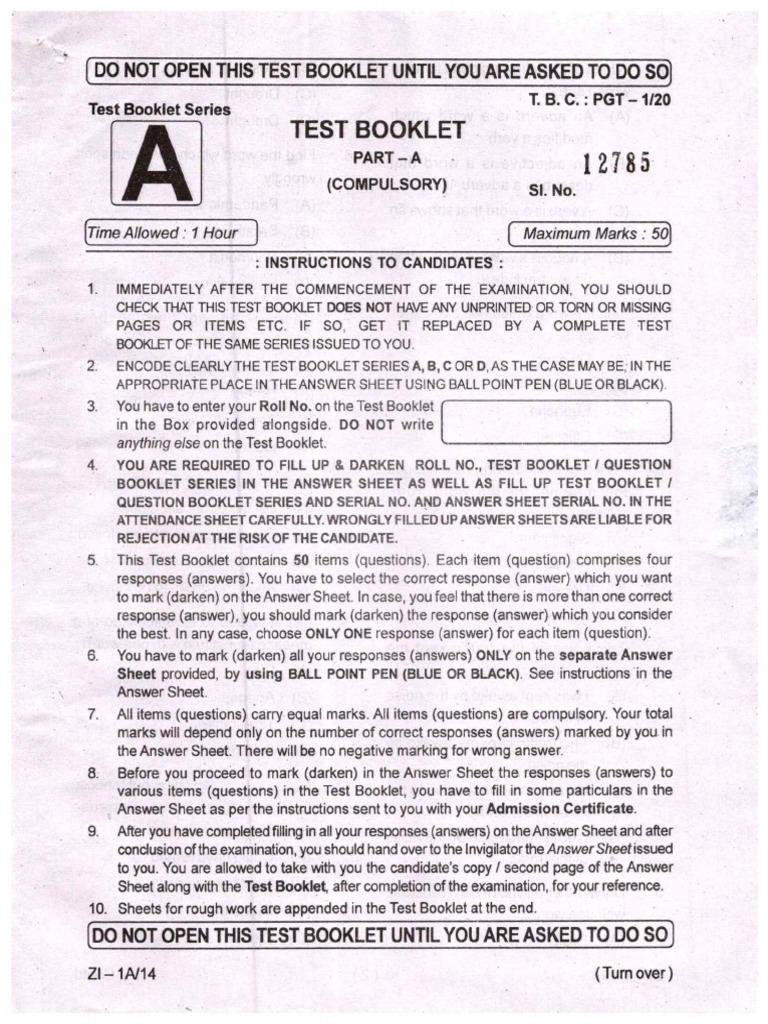 PGT QP Compulsory PDF