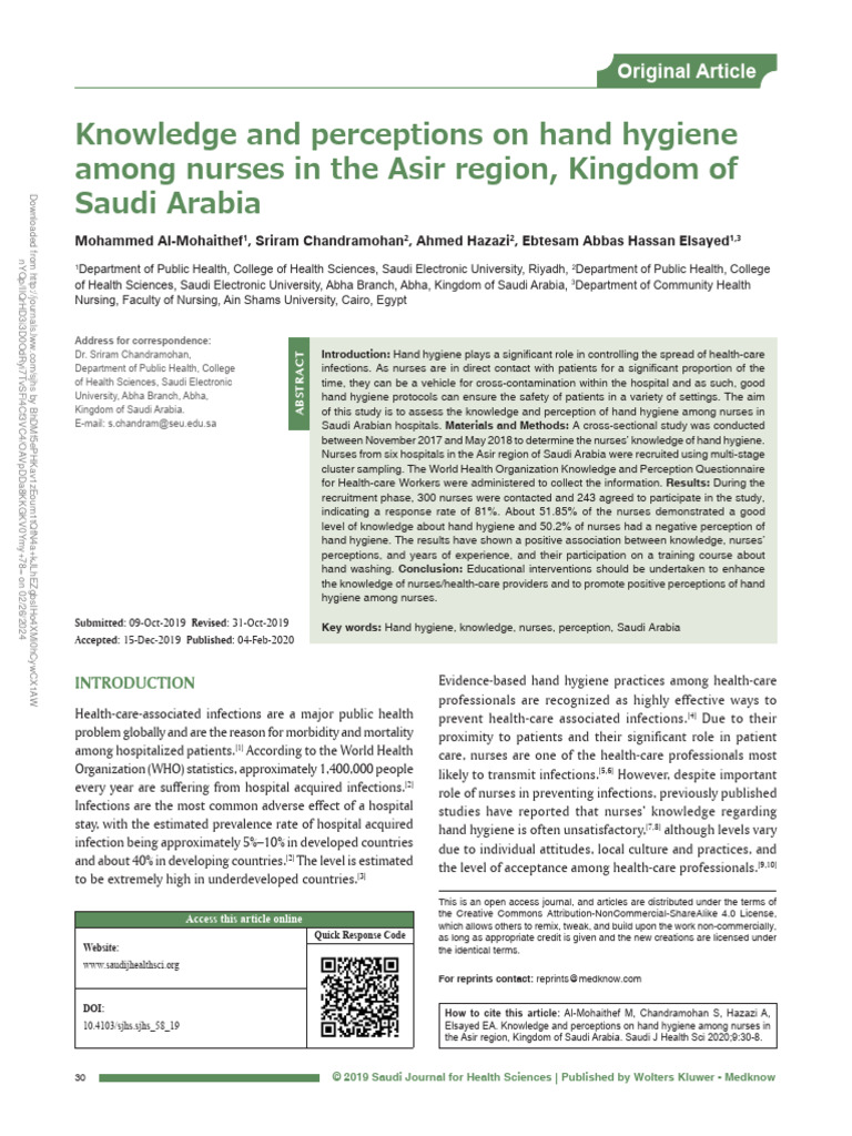 Knowledge and Perceptions On Hand Hygiene Among.6 | PDF | Hand Washing ...