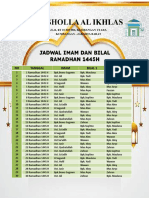 Jadwal Imam Dan Bilal Selama Ramadan 1445 H