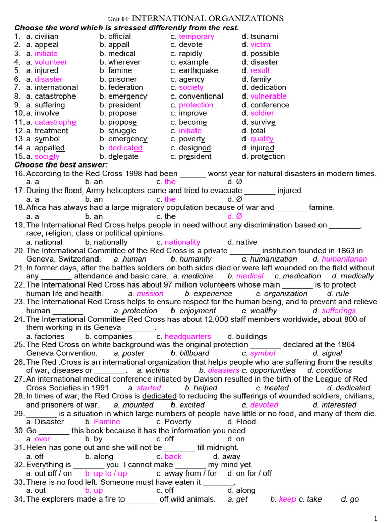 (123doc) Bai Tap Trac Nghiem Tieng Anh Lop 12 Unit 14 | PDF ...
