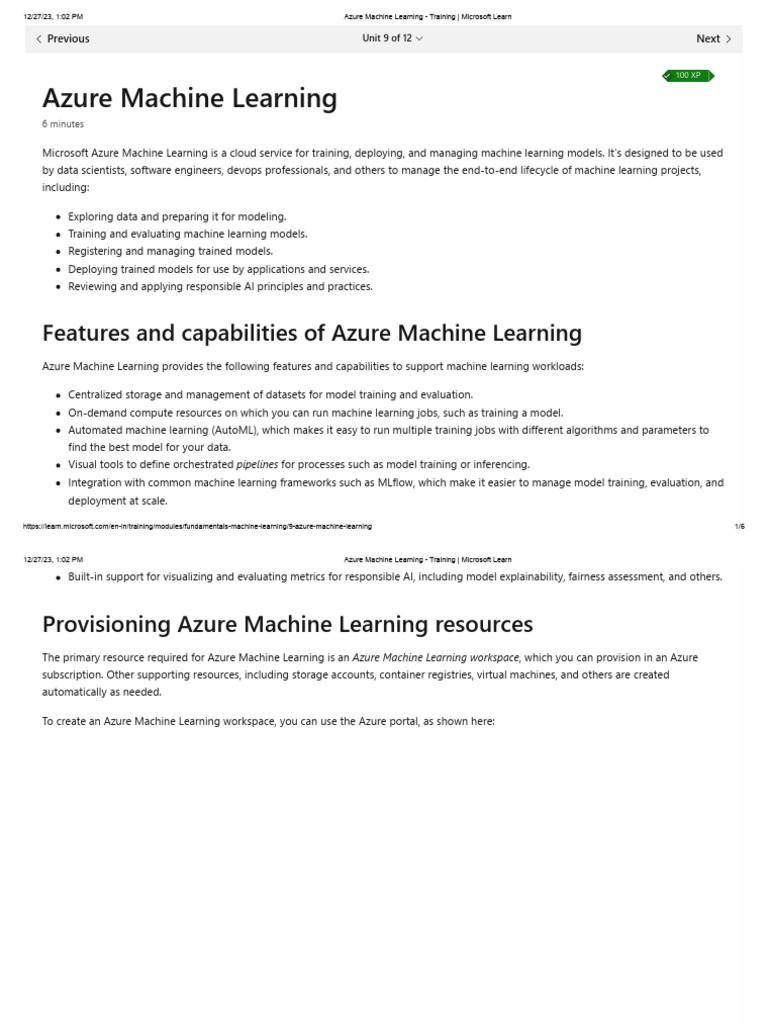 Azure Machine Learning Overview | PDF | Microsoft Azure | Machine Learning