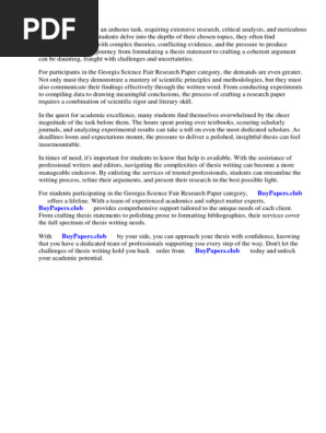 Georgia Science Fair Research Paper