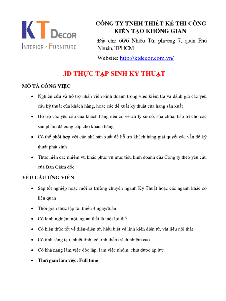 JD TTS Kỹ Thuật | PDF