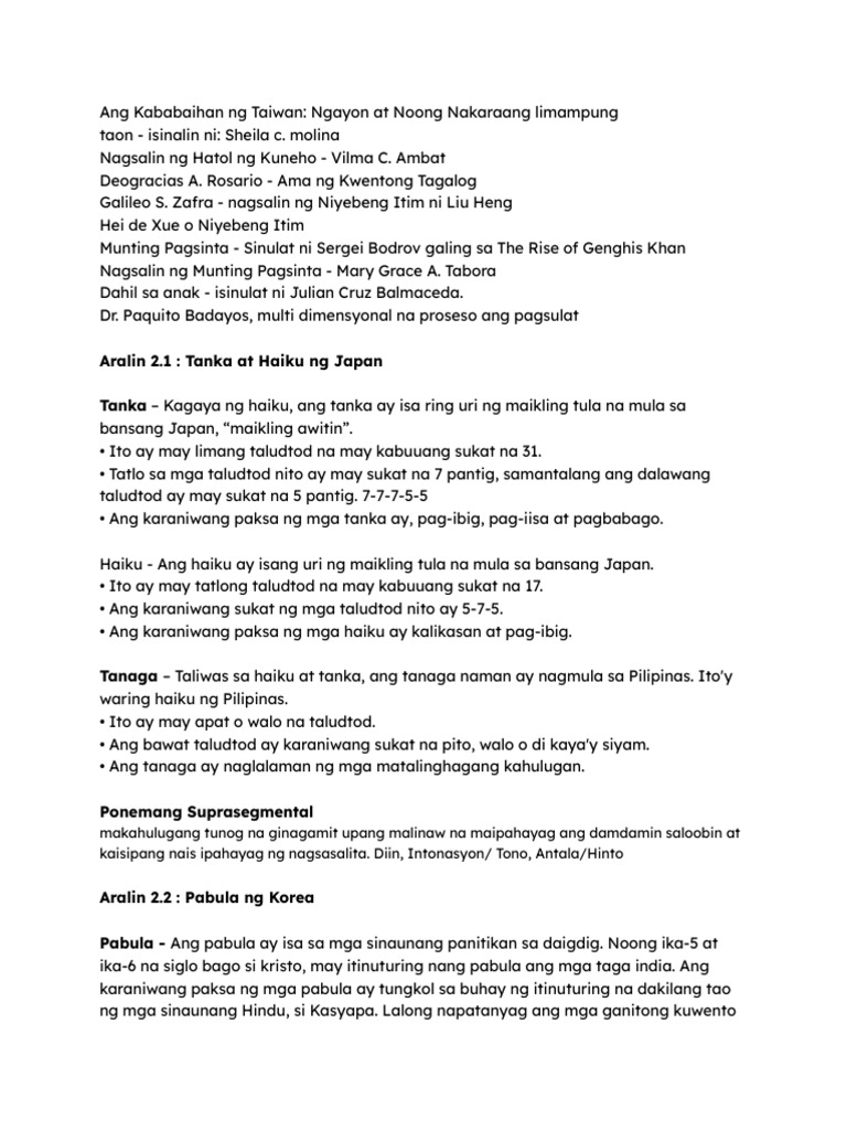 Filipino Reviewer For PT | PDF