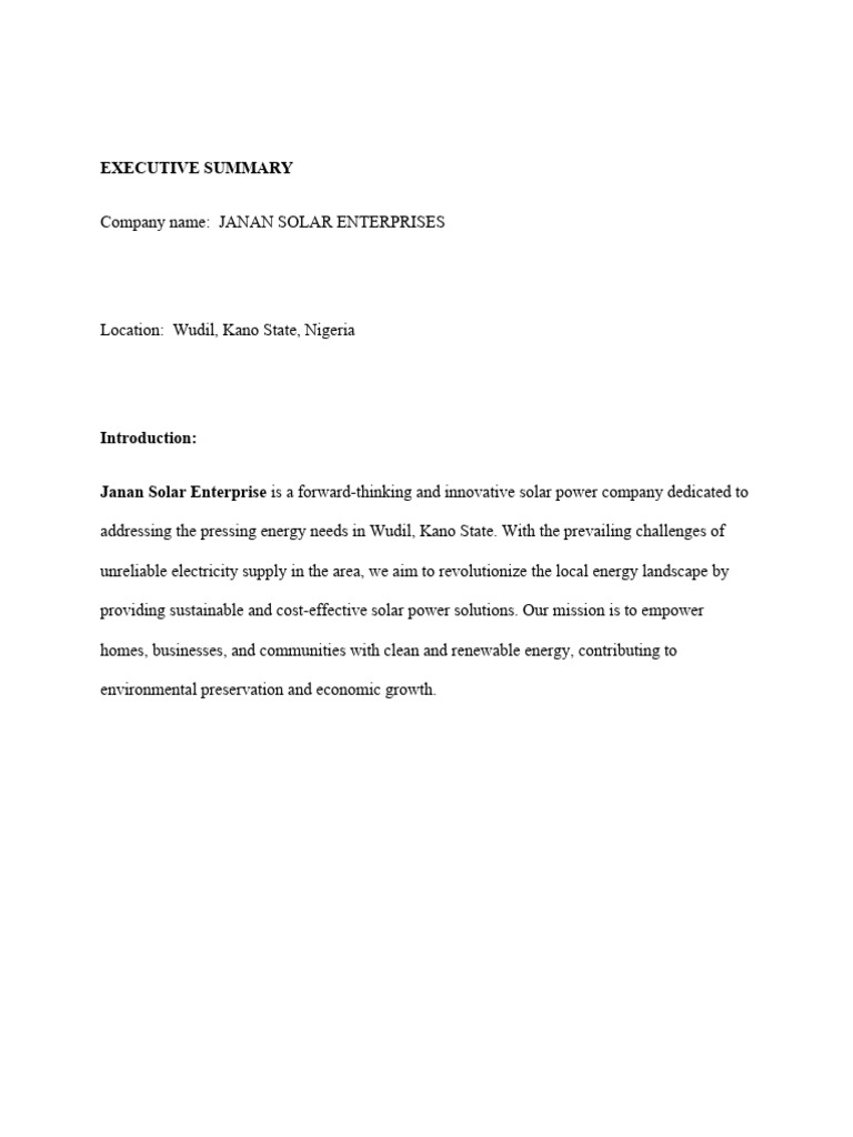 Janan Solar: Sustainable Energy Solutions | PDF | Solar Power | Climate ...