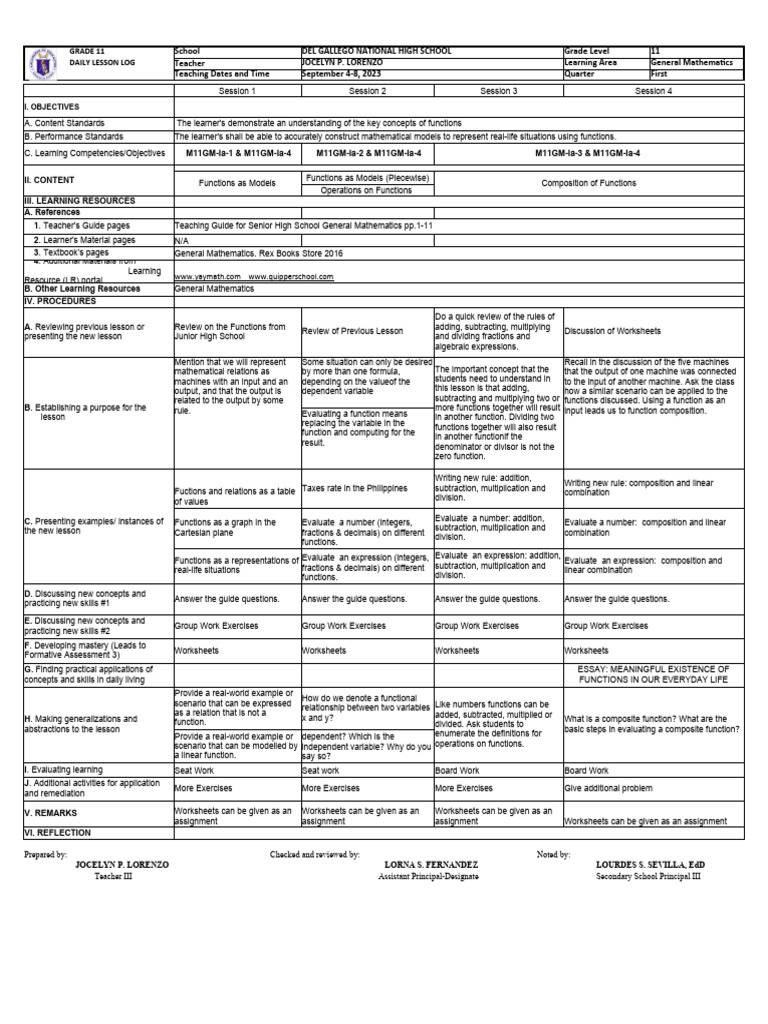 Dll genmath q1 week 02 pdf function mathematics multiplication