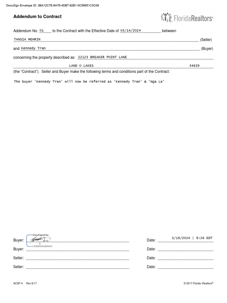 Florida Realtors Contract Addendum | PDF