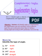 Complementary and Supplementary Angles