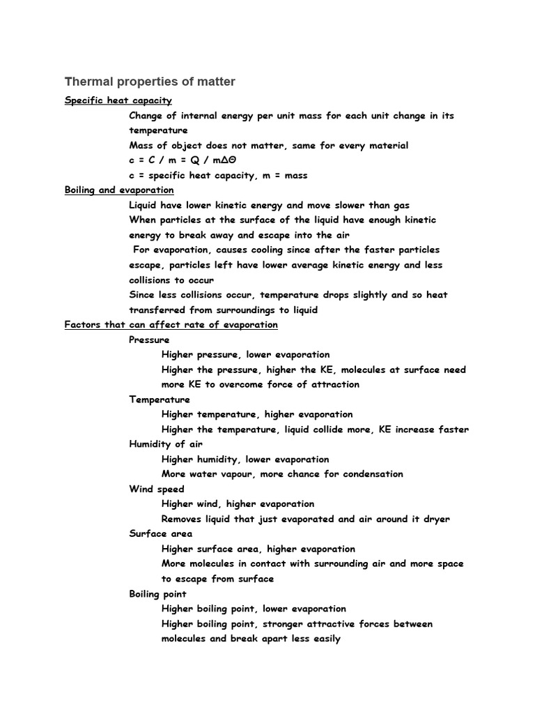 Thermal Properties and Heat Transfer | PDF | Evaporation | Heat