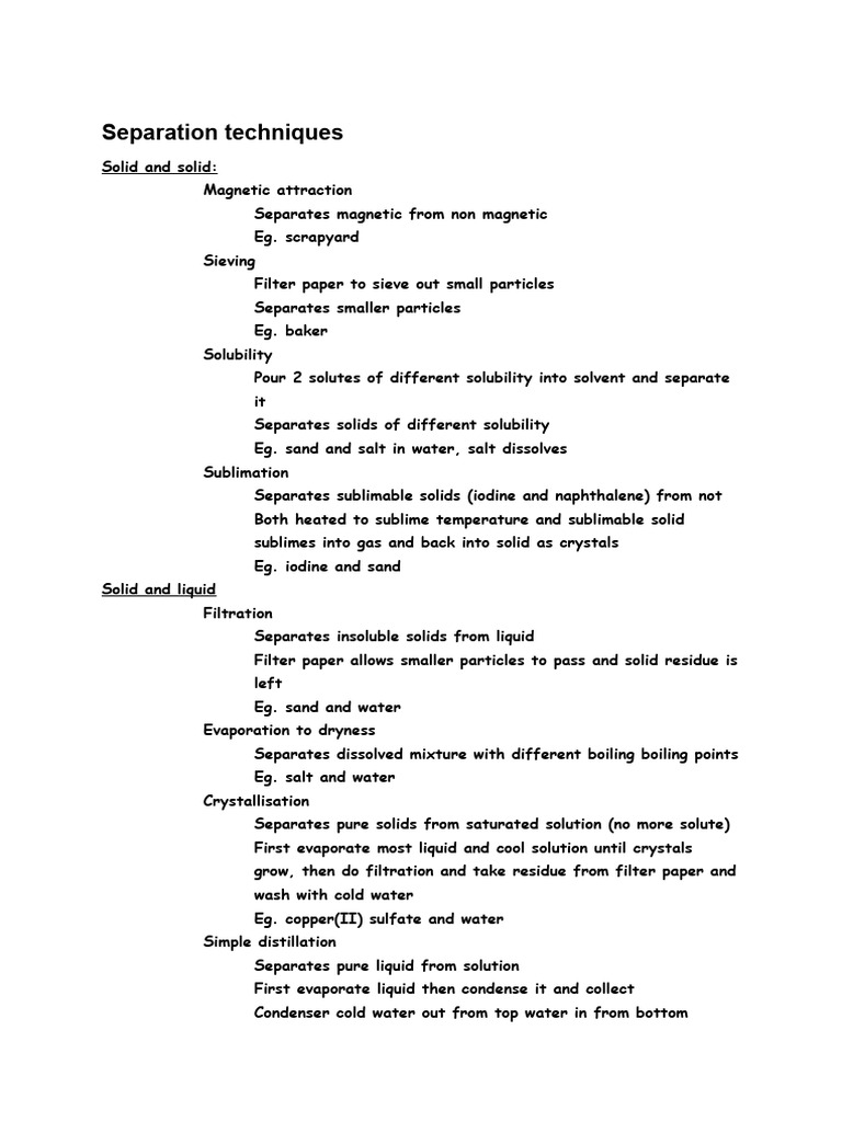 Separation Techniques (Grade 9) | PDF | Solubility | Crystallization