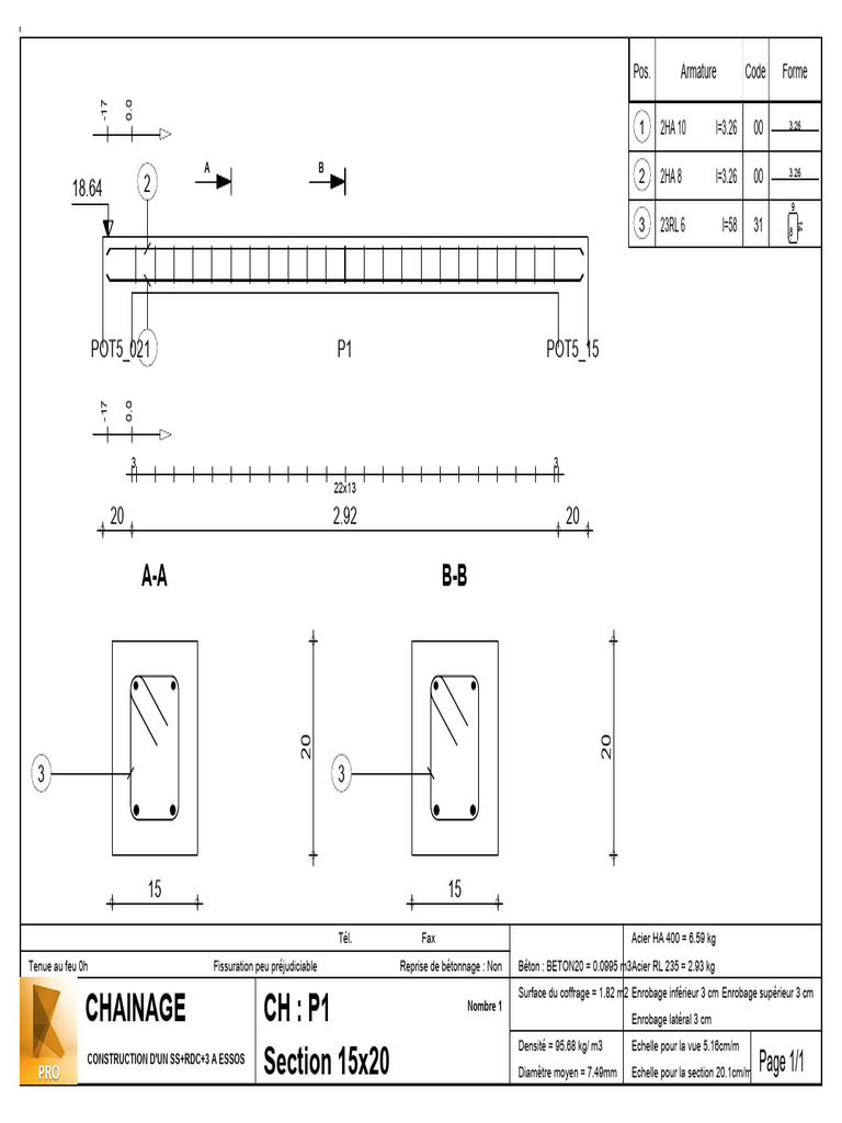 Chaînage en béton et acier pour R+3 | PDF | Béton | Acier