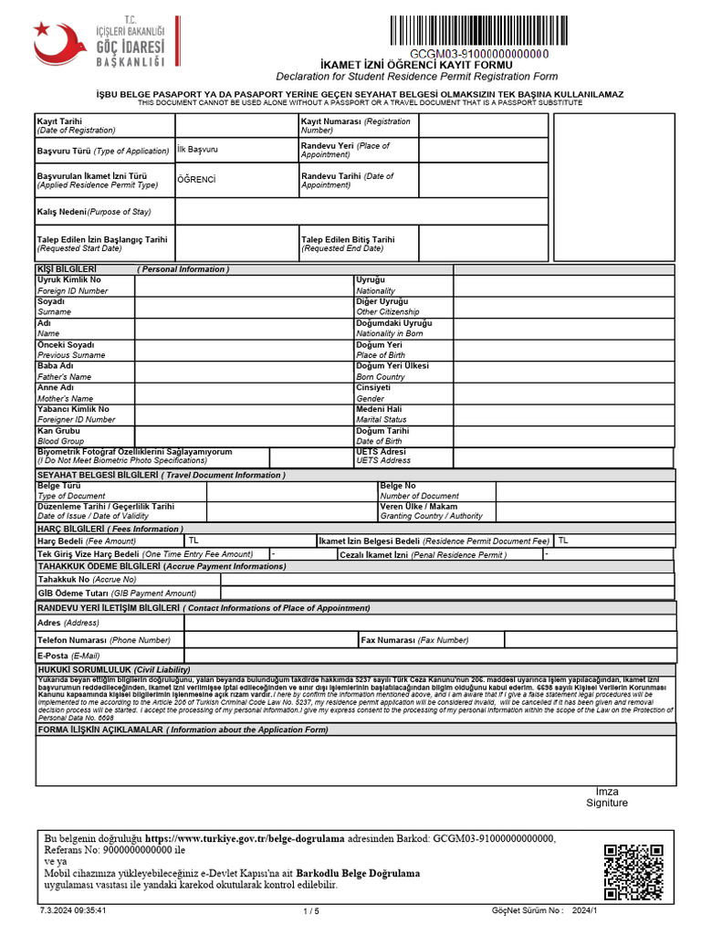 Basvuru formu bos pdf