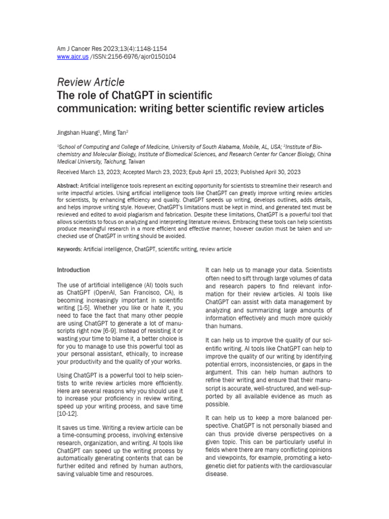 The Role of ChatGPT in Scientific Communication: Writing Better ...