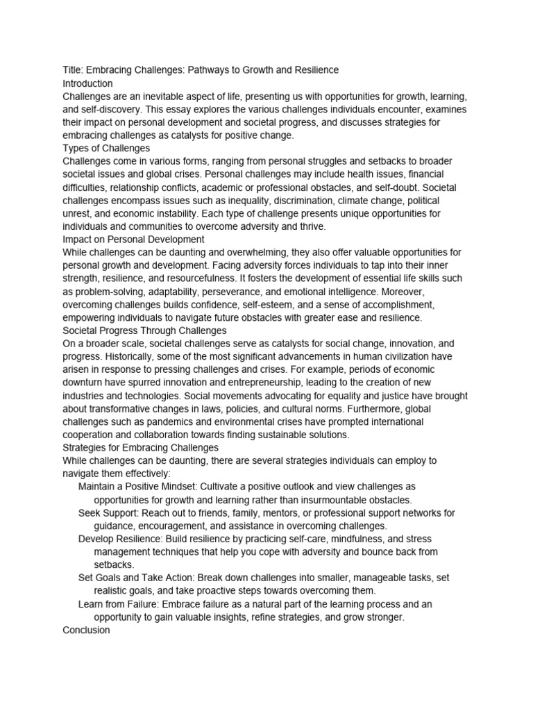 Title Embracing Challenges Pathways To Growth And Resilience Pdf