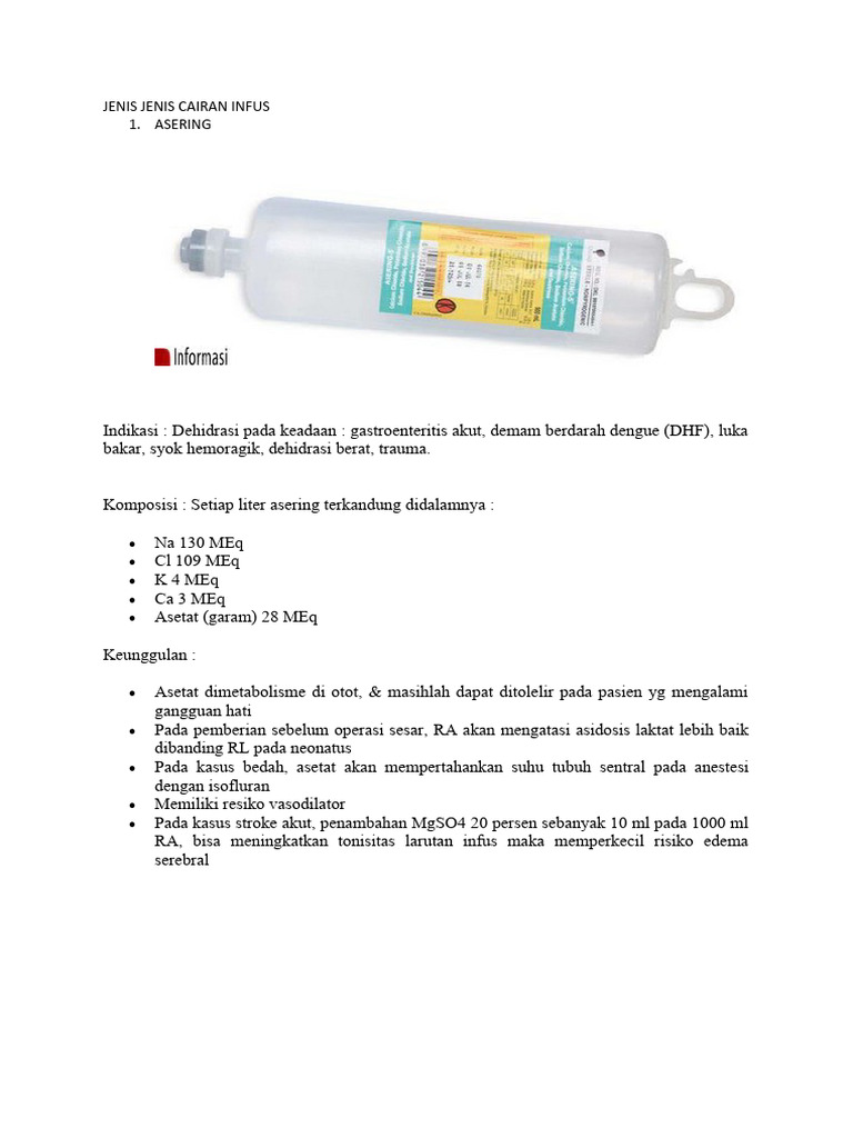 Jenis Jenis Cairan Infus | PDF