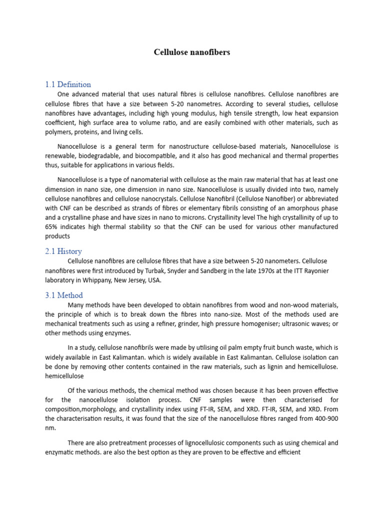 Cellulose Nanofibers: Properties & Applications | PDF