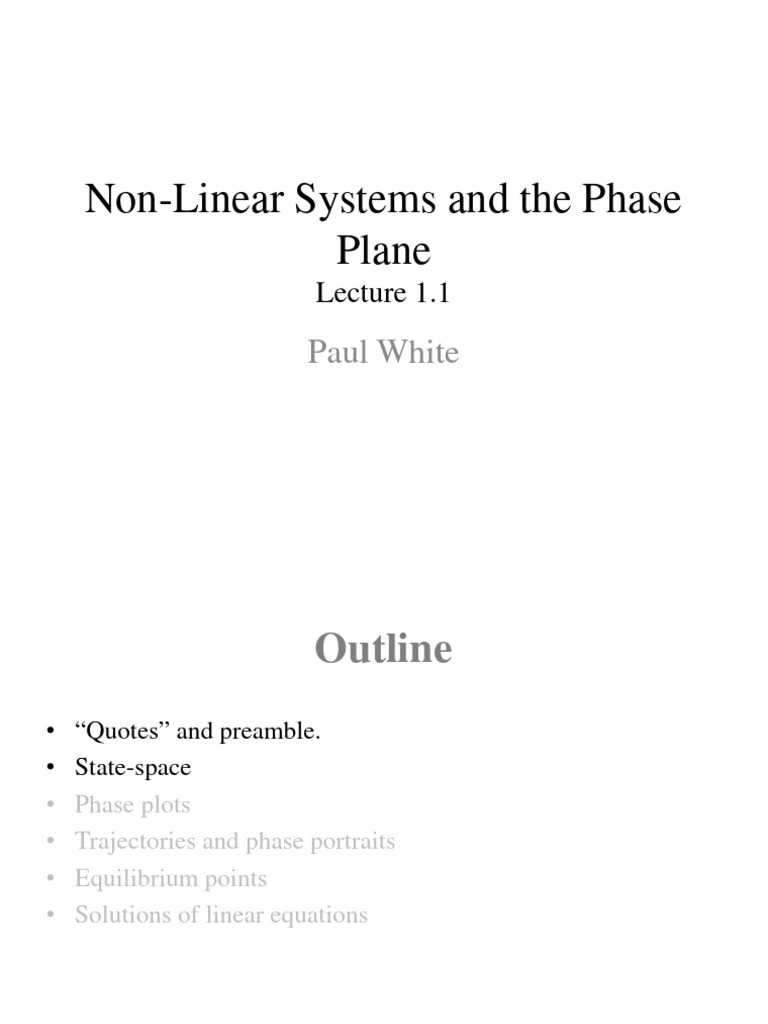 Non-Linear Systems: Phase Plane Analysis | PDF | Nonlinear System ...