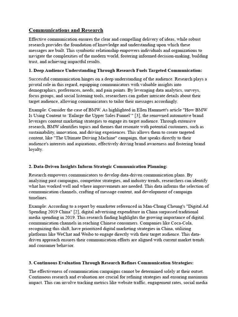 Effective Communication and Research Strategies | PDF | Market ...