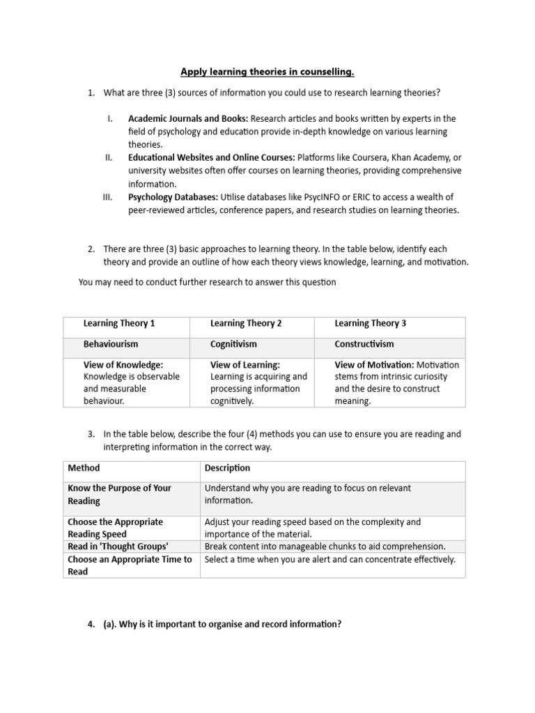 Applying Learning Theories in Counseling | PDF | Classical Conditioning ...