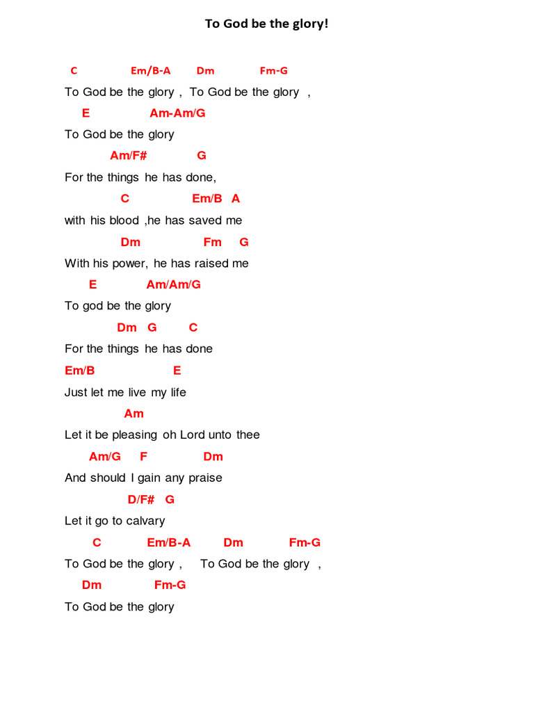 To God Be the Glory: Chords & Lyrics | PDF