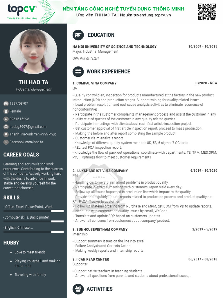 THI HAO TA TopCV - VN 220324.231927 | PDF | Business