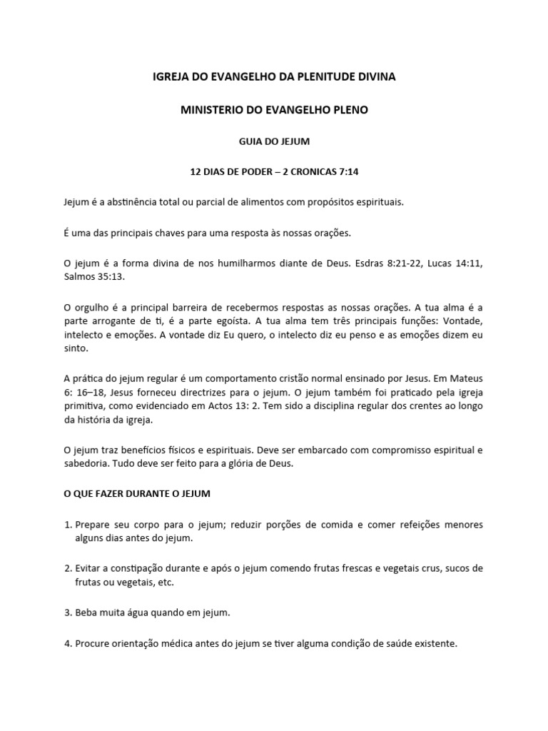 12 Dias De Jejum E Oração Pdf