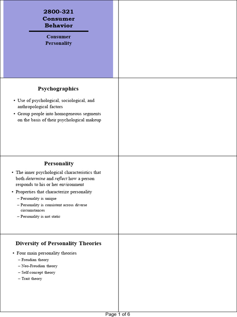 CBI223 HO 08 Cons Personality | PDF | Personality Psychology | Motivation