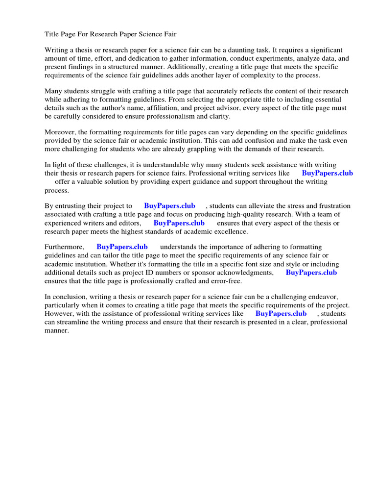 title page of scientific research paper