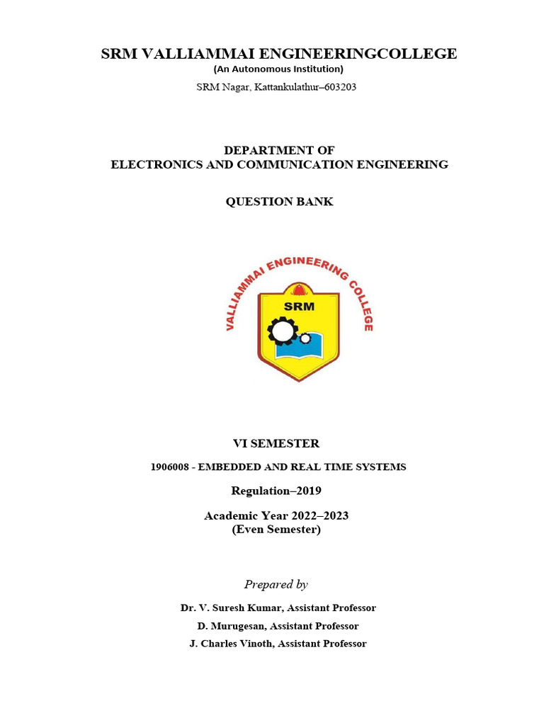 Embedded And Real Time Systems Pdf Computers Technology Engineering