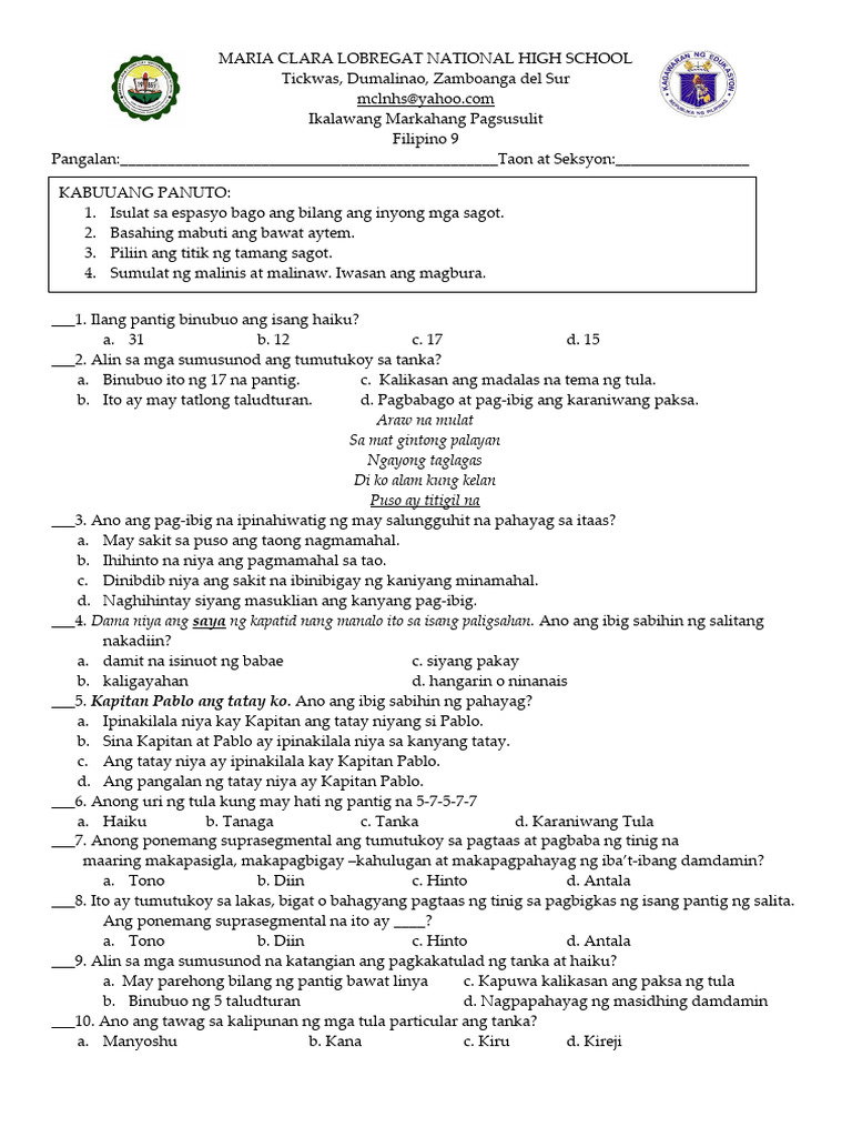 Filipinoexam | PDF