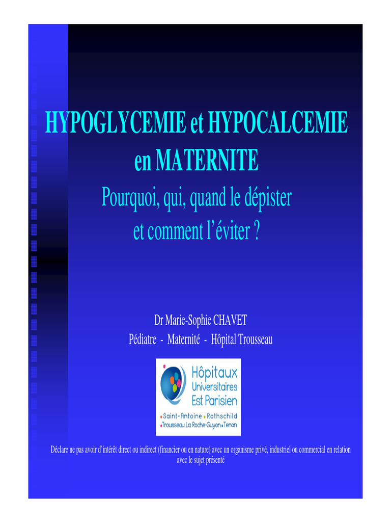 Hypoglycémie Et Hypocalcémie Néonatales | PDF | Hypoglycémie | Calcium