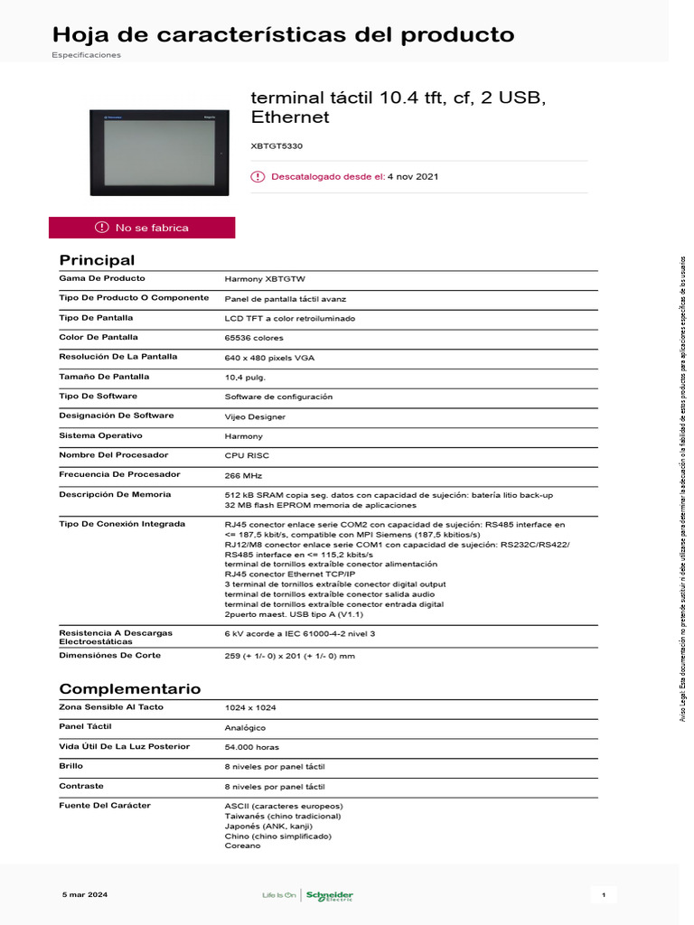 Schneider Electric Magelis Xbt Gt Xbtgt5330 Pdf