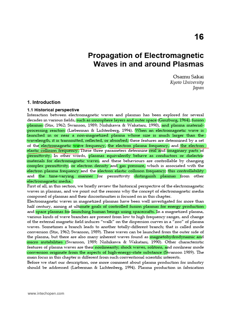InTech-Propagation of Electromagnetic Waves in and Around Plasmas | PDF ...