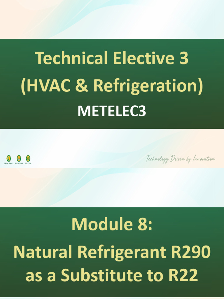 Lesson 8 - Natural Refrigerant R290 As A Substitute To R22 | PDF ...