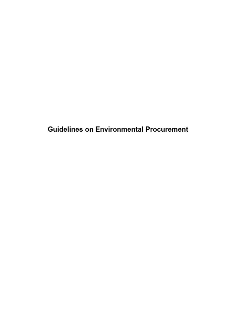 Environmental Procurement Guidelines | PDF | Procurement | Life Cycle ...