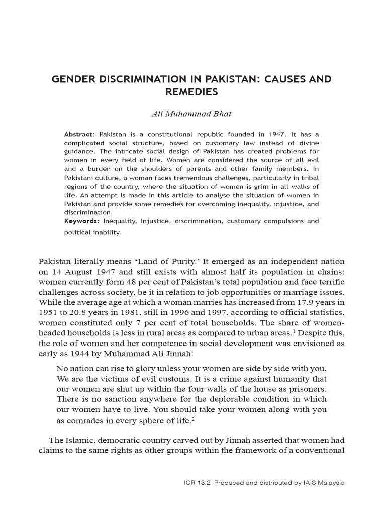 4 Gender Discrimination in Pakistan | PDF | Woman | Justice