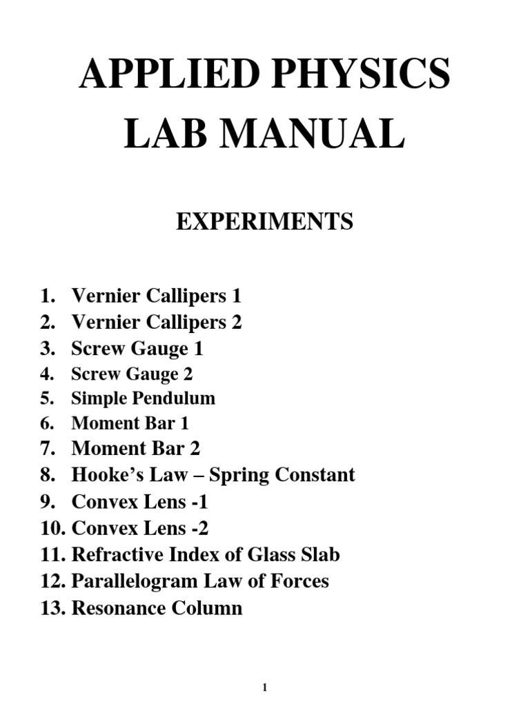 Applied Physics Lab Manual | PDF | Pendulum