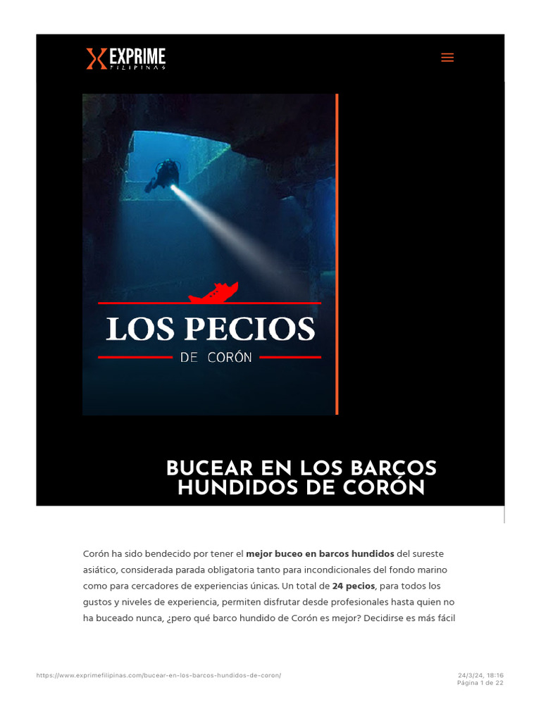 Buceo en Pecios de Corón: Guía | PDF | Buceo bajo el agua | Portaaviones