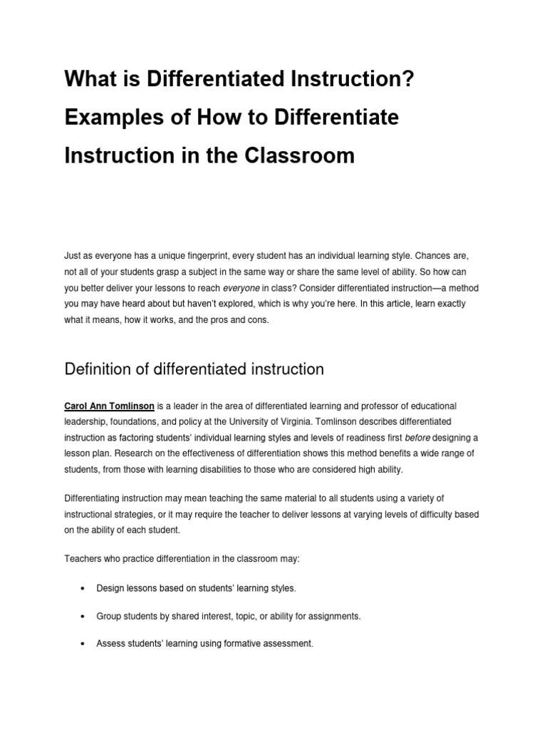 What Is Differentiated Instruction | PDF