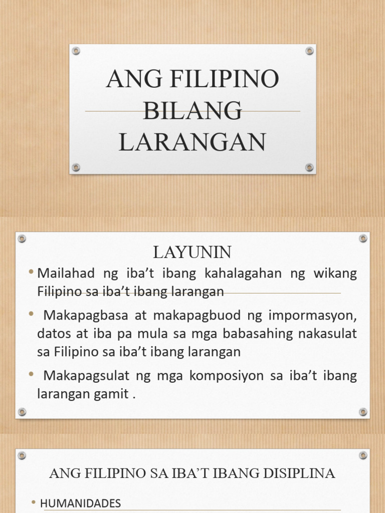 Ang Filipino Bilang Larangan | PDF