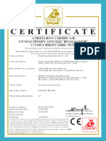 Attestation Certificate of Machinery and Electromagnetic Compatibility Directives