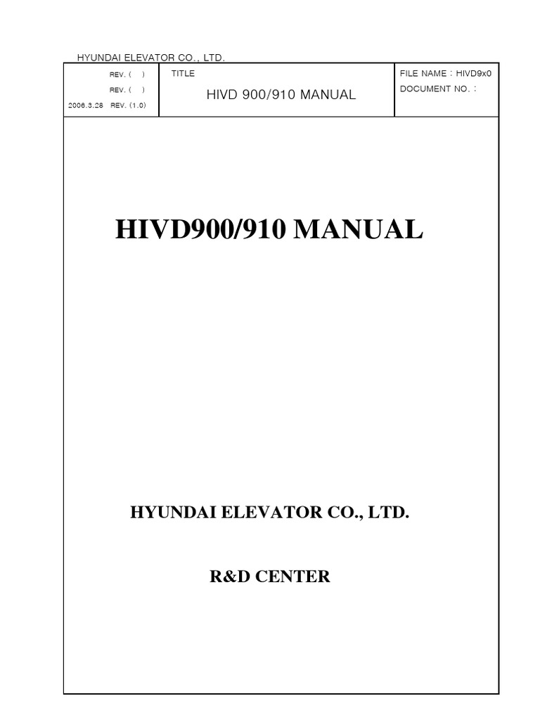 HIVD 900/910 Inverter Manual | PDF | Elevator | Computer Monitor