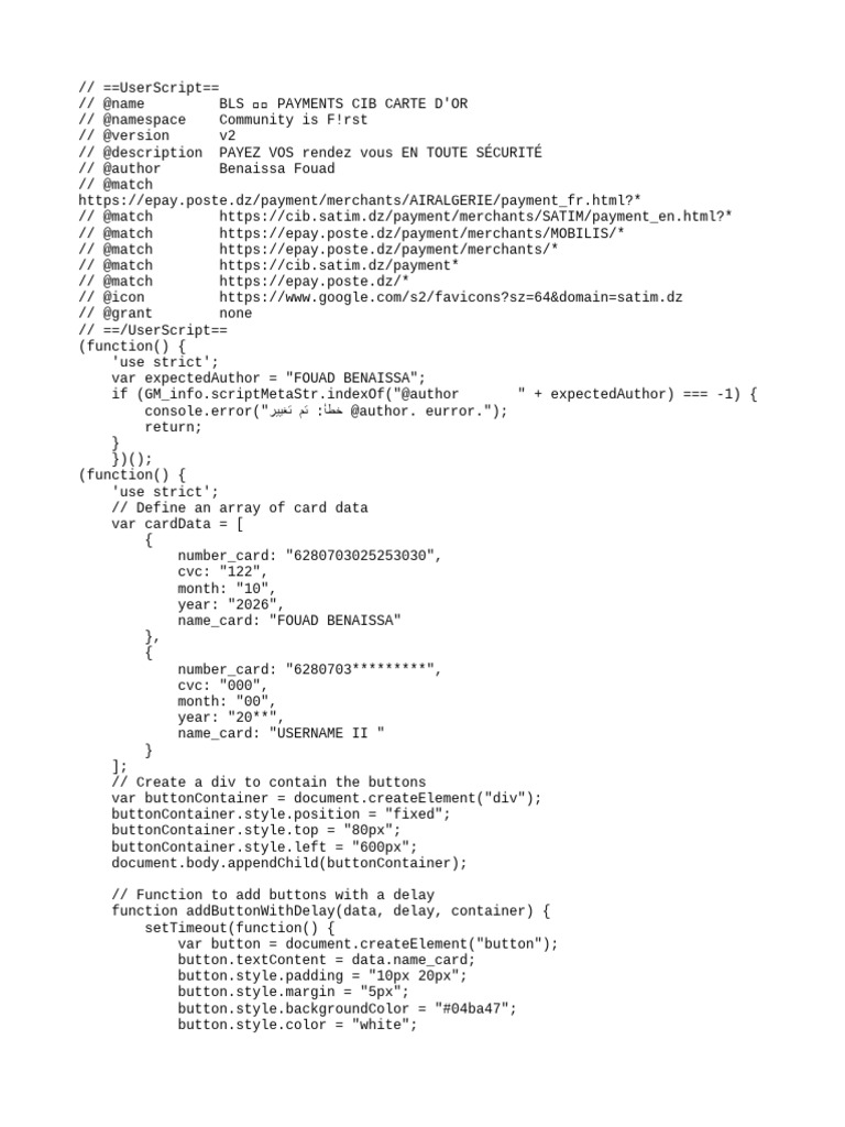 CIB Carte D'Or Payment Script | PDF | Computer Programming